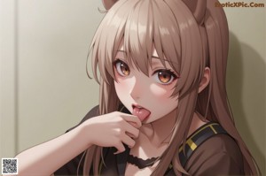 Anime girl with big tits in the water.