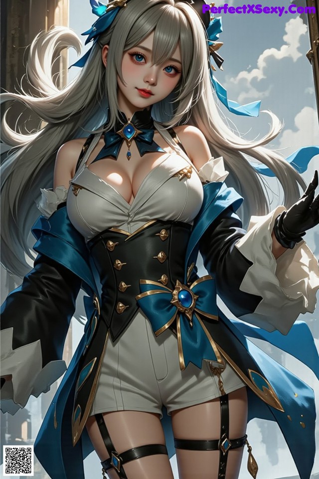 Hentai - Luminous Charm of the Aquatic Enchantress Set.2 20250126 Part 13 No.535725 A woman in a blue and white outfit holding a sword.