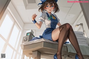 A woman in a nurse outfit is holding a cell phone.