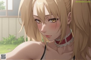A woman in a bikini sitting on the ground.