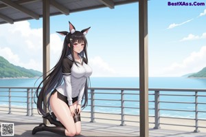 A woman in a white bikini sitting on a wooden fence.
